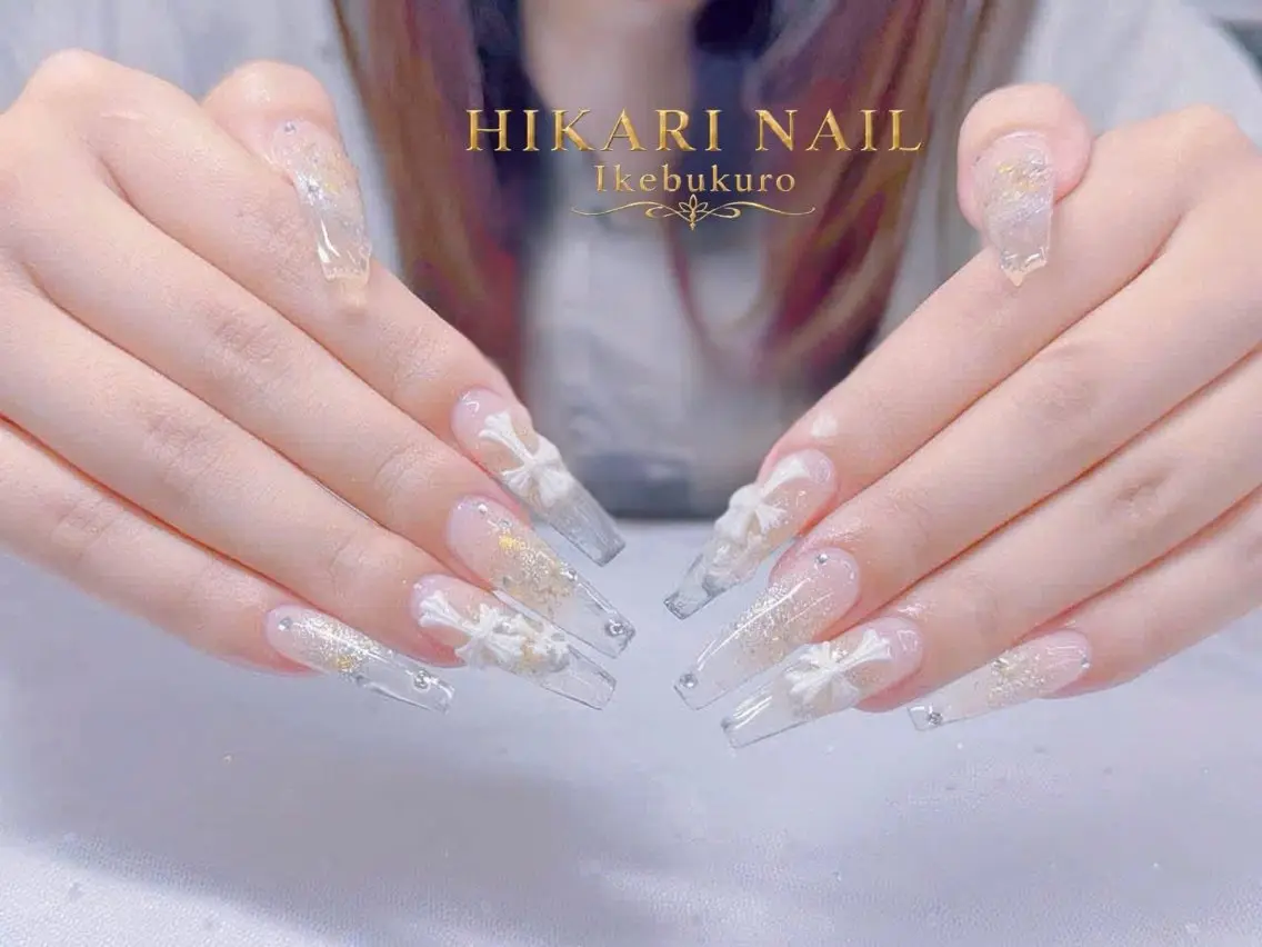 ネイル チークネイル 長さ出し フレンチネイル ガーリー ハロウィン ハンドネイル HikariNail Ikebukuroのネイルデザイン