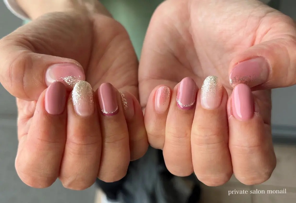 ネイル オフィスネイル ピンク ハンドネイル nail salon monailのネイルデザイン