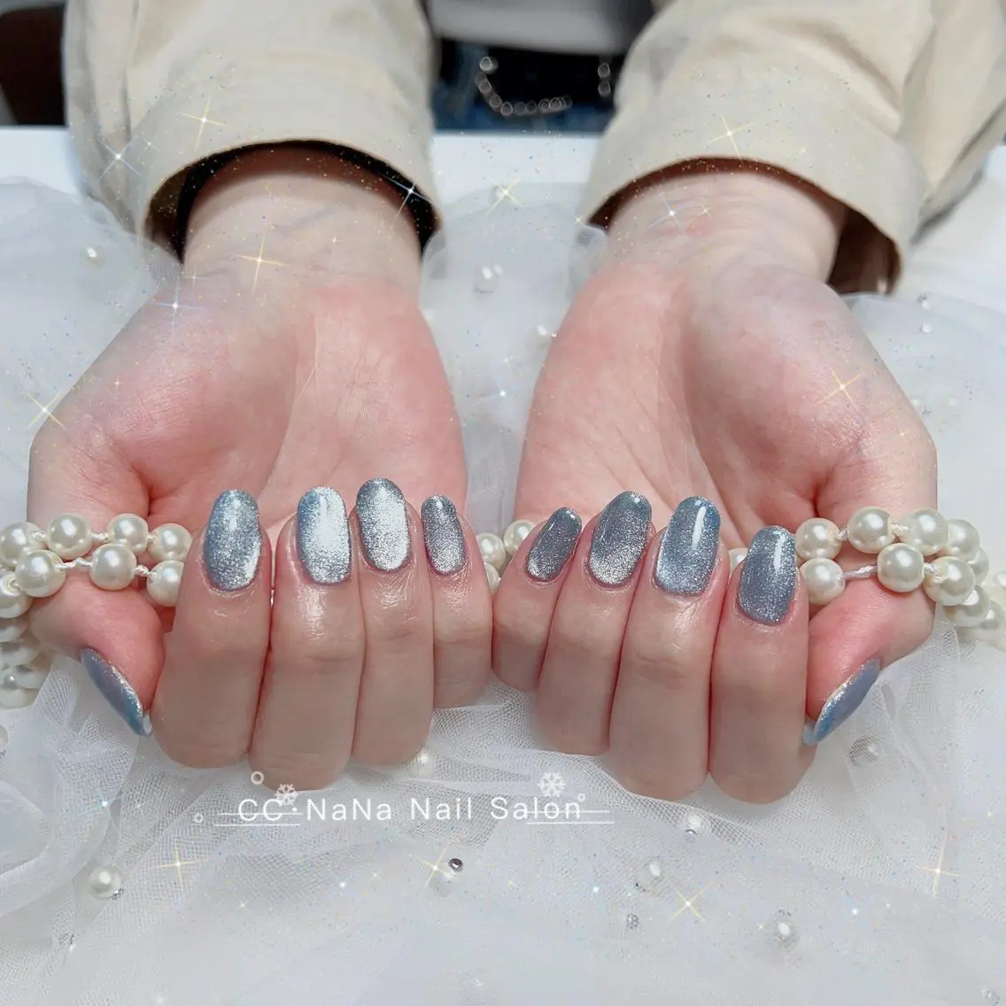ネイル チークネイル フラッシュネイル ハート キラキラネイル 韓国ネイル ハンドネイル 💎CC・NaNa 韓国風ネイル🌙Cのネイルデザイン
