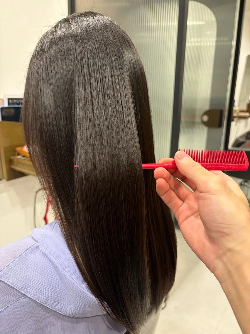 ロング 髪質改善 縮毛矯正 トリートメント カット ヘアカラー トリートメント 銀座/髪質改善/ 艶カラー/岸田佳祐のヘアスタイル
