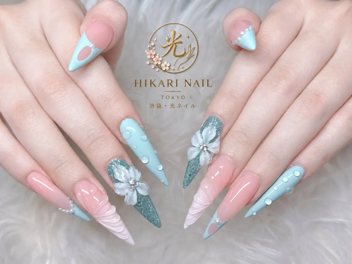 ネイル チークネイル 長さ出し フレンチネイル ガーリー ハロウィン ハンドネイル HikariNail Ikebukuroのネイルデザイン