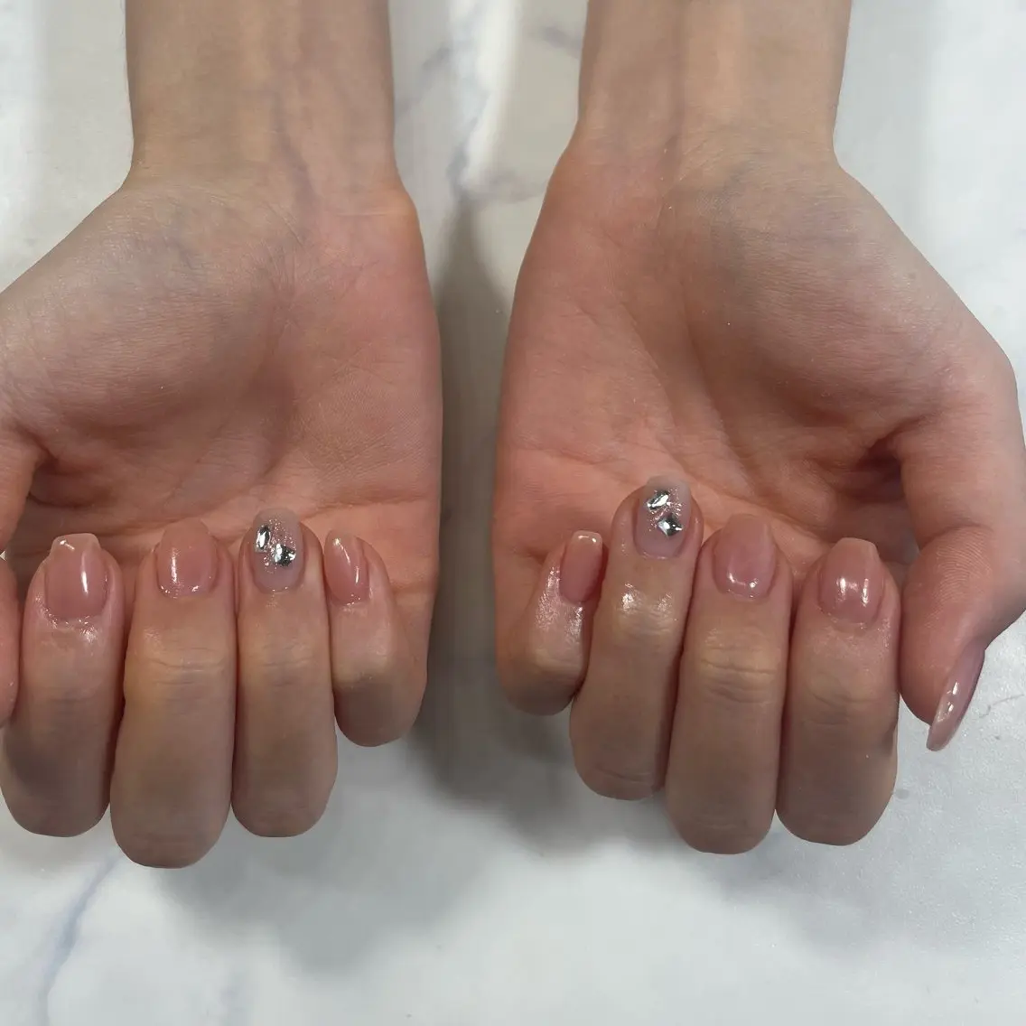 ネイル ピンク ピンクベージュ ハンドネイル 心愛 Knailのネイルデザイン