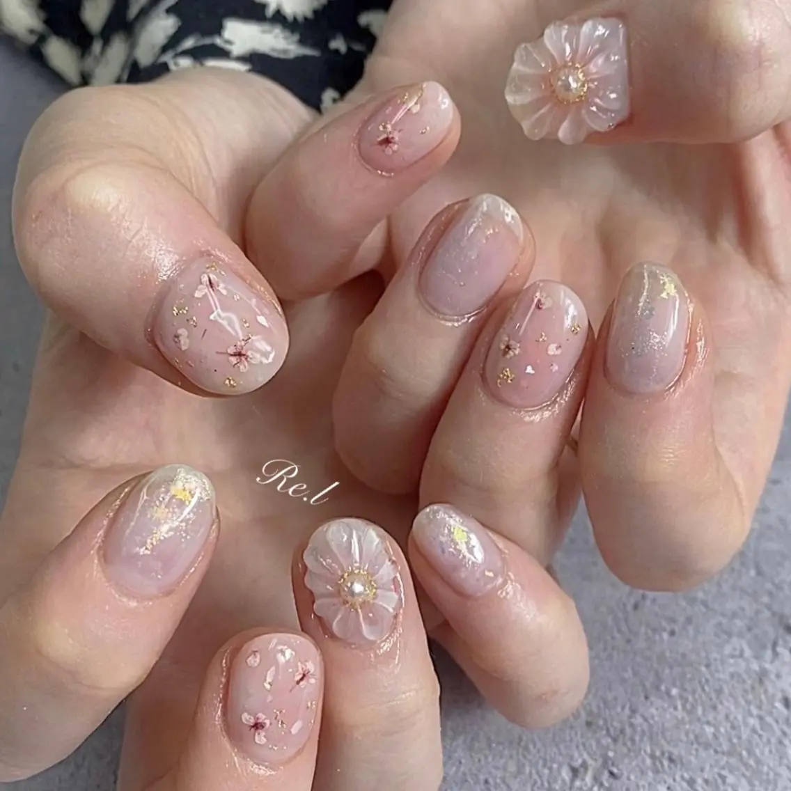 ネイル フラワーネイル ぷっくりネイル モチの良さ◉ フィルインネイル♡のネイルデザイン