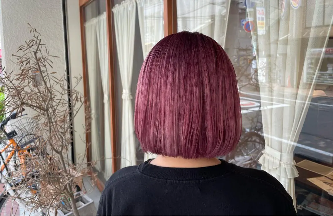 ミディアム カラー カット ヘアカラー みねぎし ふうかのヘアスタイル