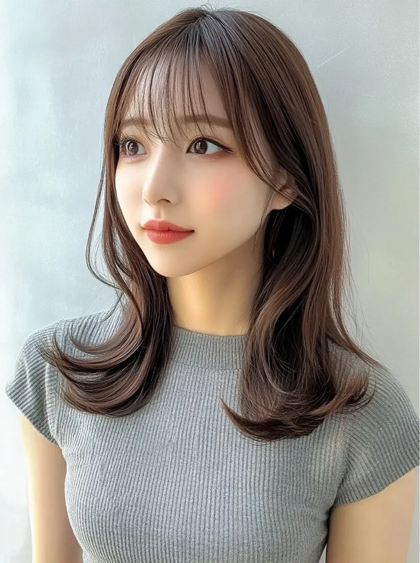 セミロング 髪質改善／レイヤー ハッシュカットひなたのヘアスタイル