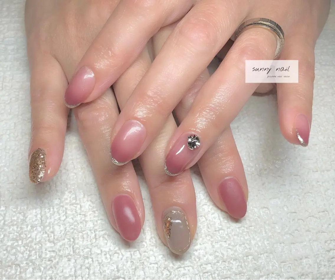 ネイル グラデーション マットネイル ピンク sunny nailのネイルデザイン