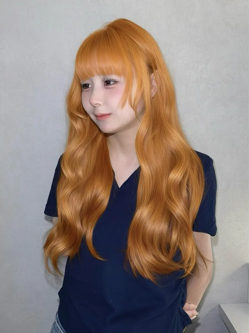 ロング ヘアカラー ミルクティー/韓国ヘ アHaruka🎀のヘアスタイル
