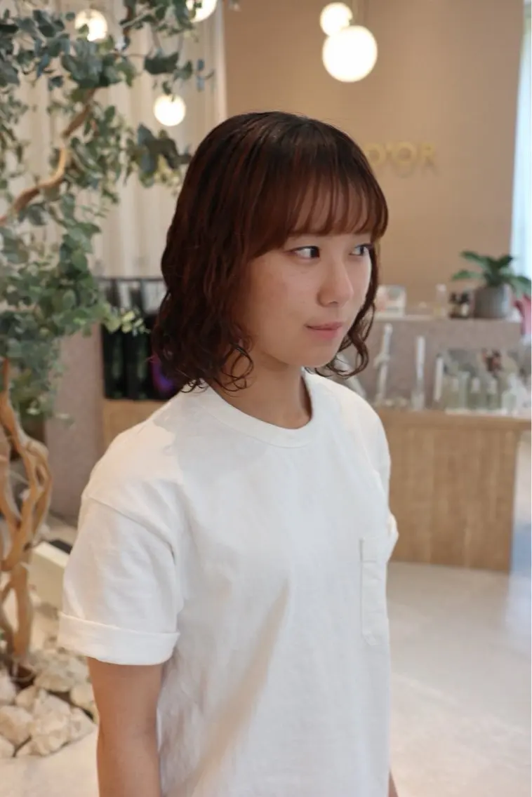 ミディアム パーマ ミディアムパーマ 小川 光のヘアスタイル