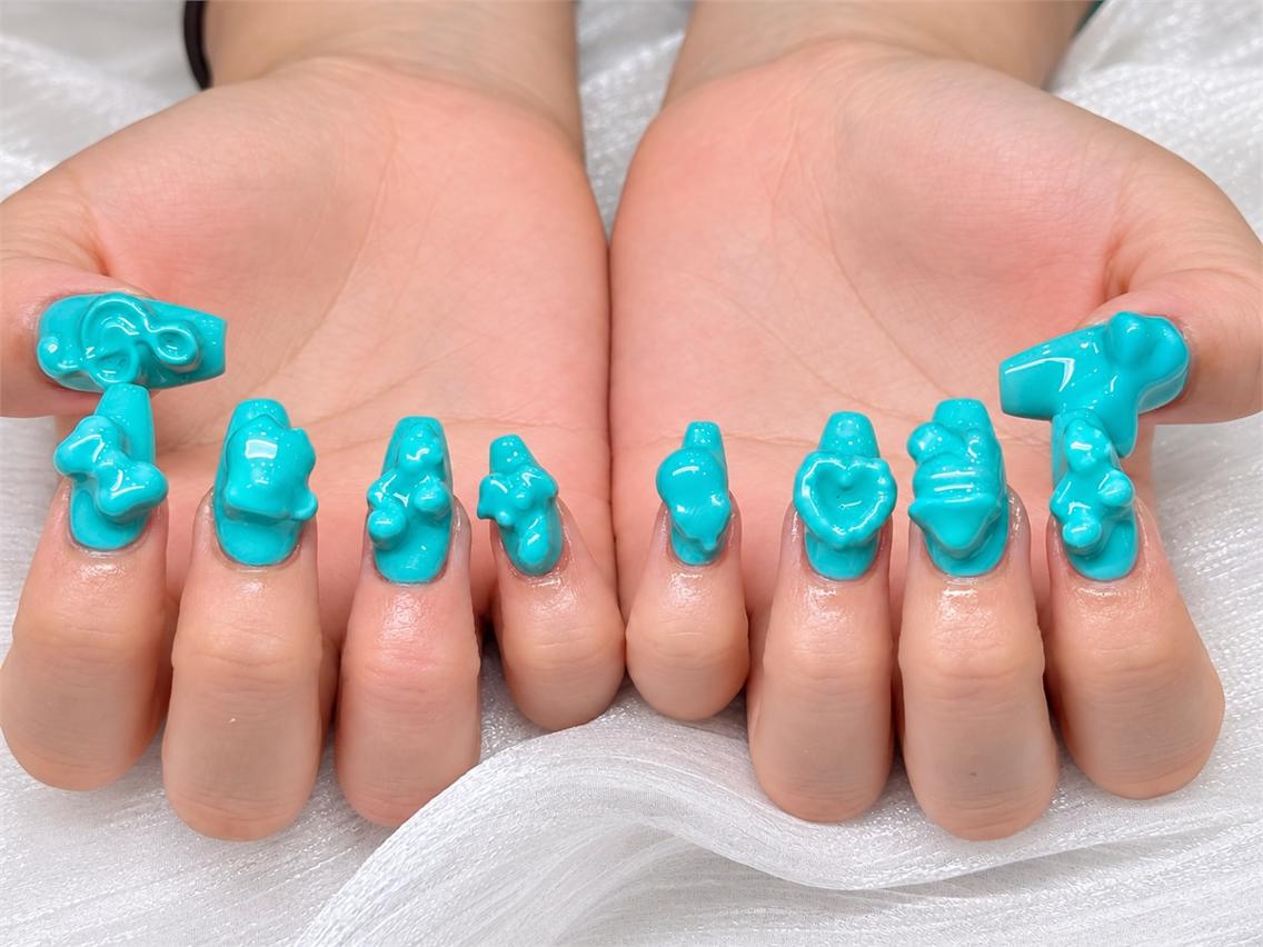 ネイル ブルー ロングネイル NAILS 168 大塚のネイルデザイン