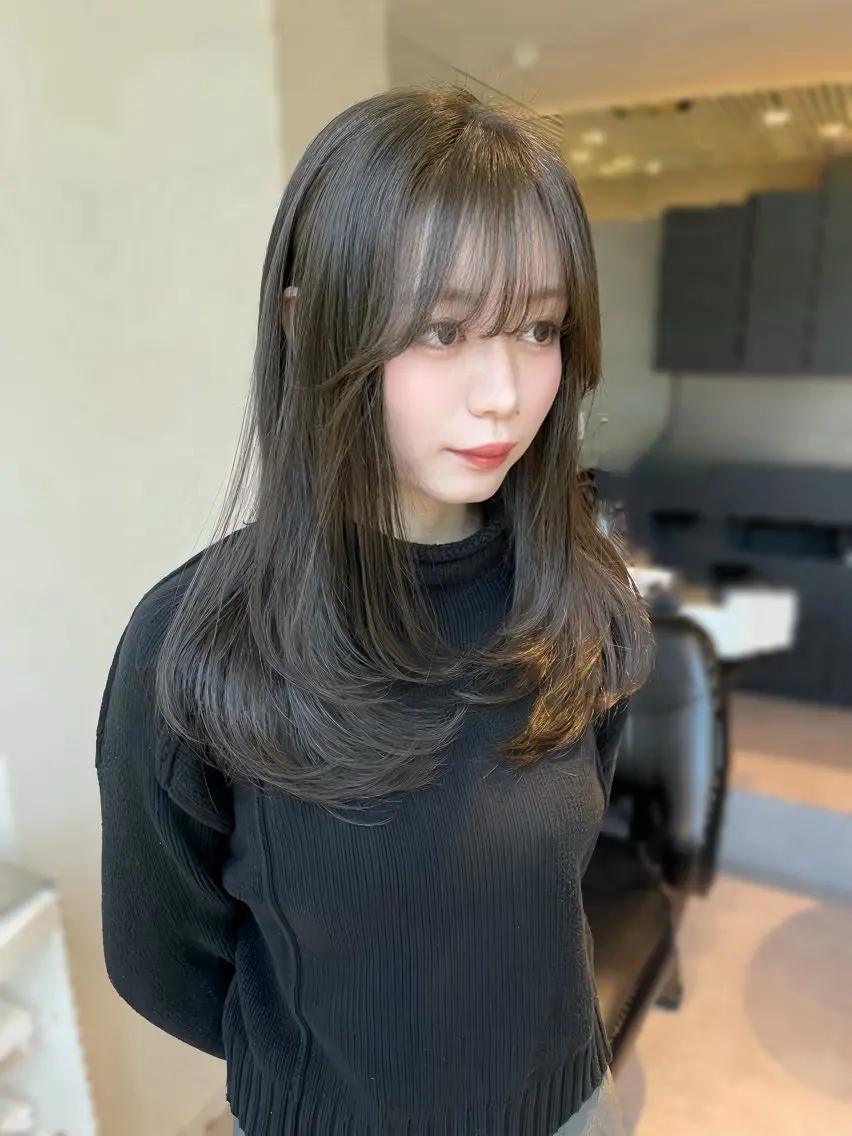 ロング カット ヘアカラー トリートメント 銀座／レイヤーカット 🤍内野すみれのヘアスタイル