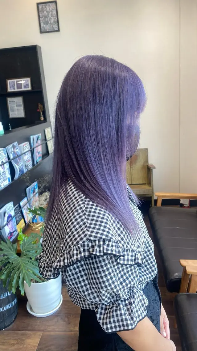 ロング パープルカラー ヘアカラー 🦋透明感カラー🦋 CHIHARUのヘアスタイル