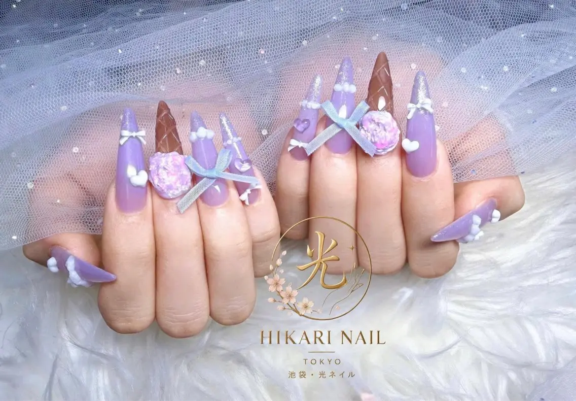 ネイル チークネイル 長さ出し フレンチネイル ガーリー ハロウィン ハンドネイル HikariNail Ikebukuroのネイルデザイン