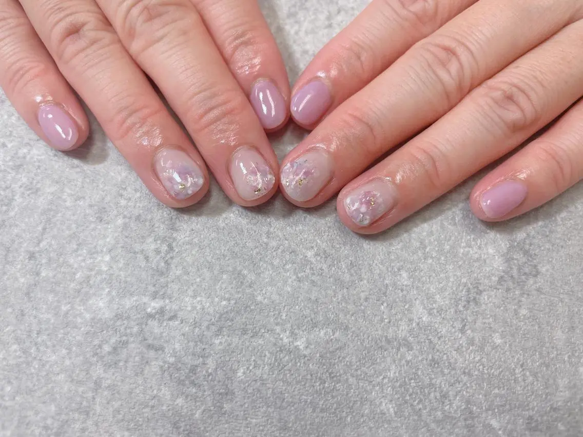 ネイル ニュアンスネイル シンプルネイル ハンドネイル foglia❁﻿. ⌇﻿imamuraのネイルデザイン