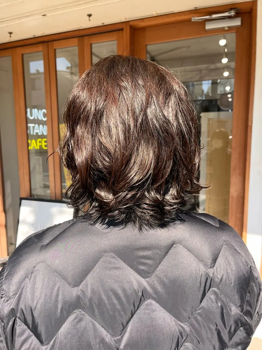 ミディアム カラー パーマ ミディアムパーマ 森田 菜留美のヘアスタイル