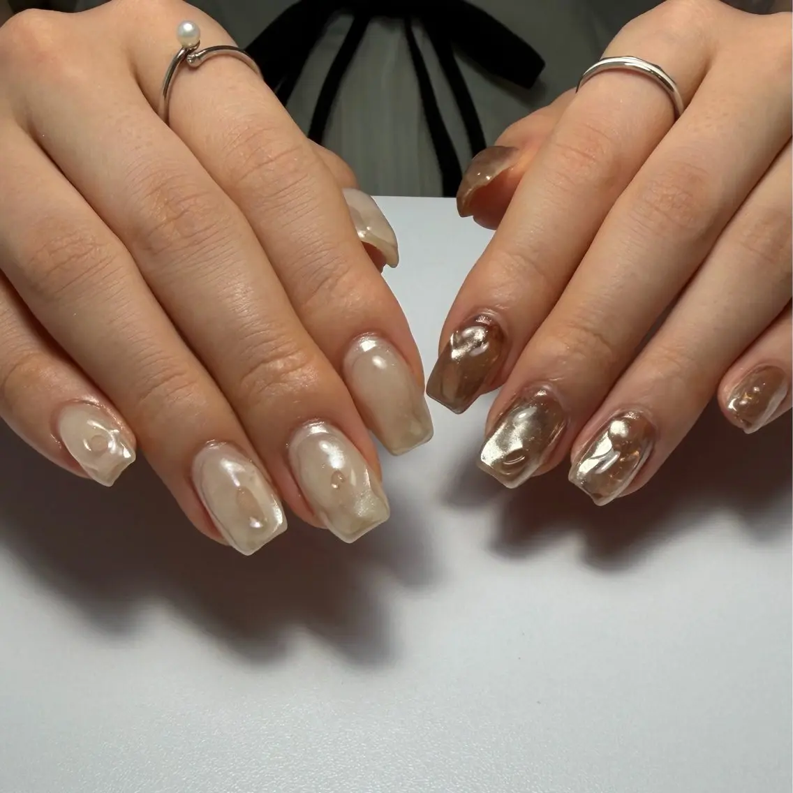 ネイル アートネイル ジェルネイル ミラーネイル 持ち込み ぷっくりネイル ハンドネイル Nail mood デザイン持ち込みokのネイルデザイン