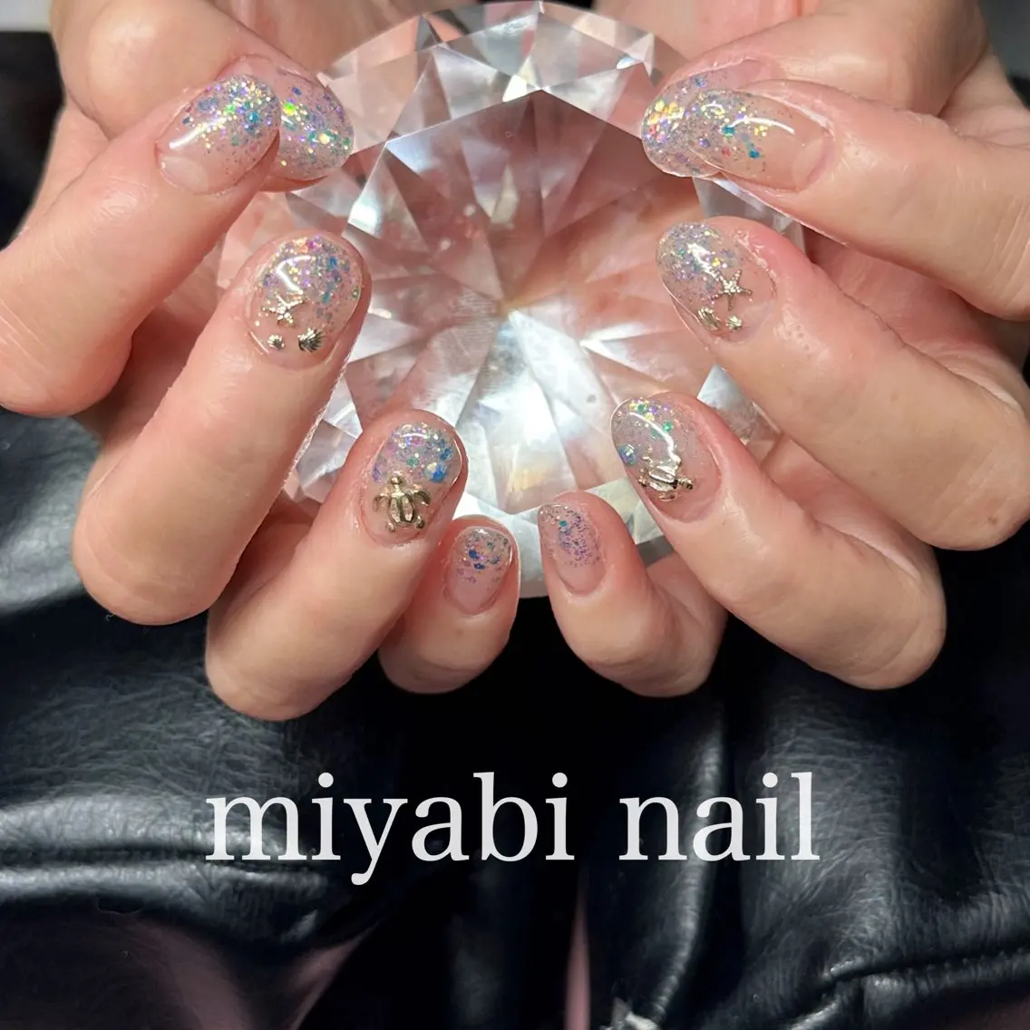 ネイル ジェルネイル グラデーション キラキラネイル ラメ(グリッター) ラメグラデーション ハンドネイル miyabi nail 桂川駅近くのネイルデザイン
