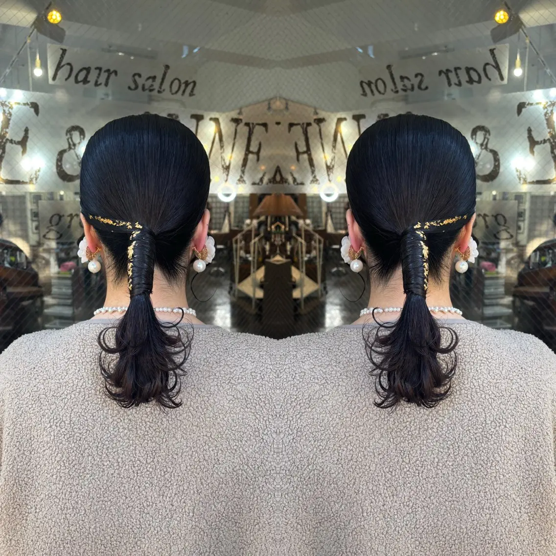 ミディアム ヘアアレンジ ヘアセット 💎ハイトーン/艶 カラー モエカ💎のヘアスタイル