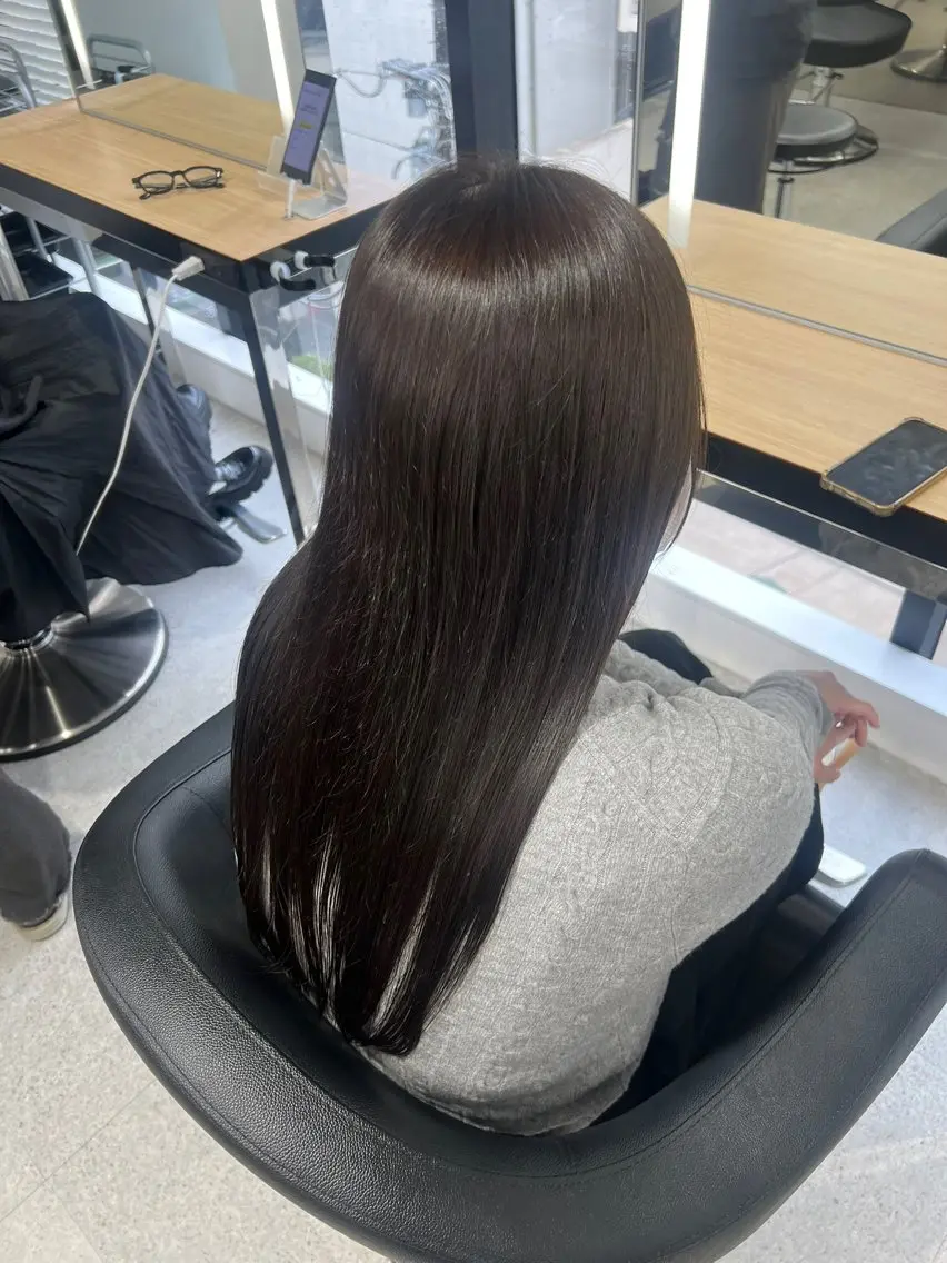 ロング カラー ブリーチ 髪質改善 トリートメント ヘアカラー 💗愛され暖色💗 ピンク/レッド💗のヘアスタイル