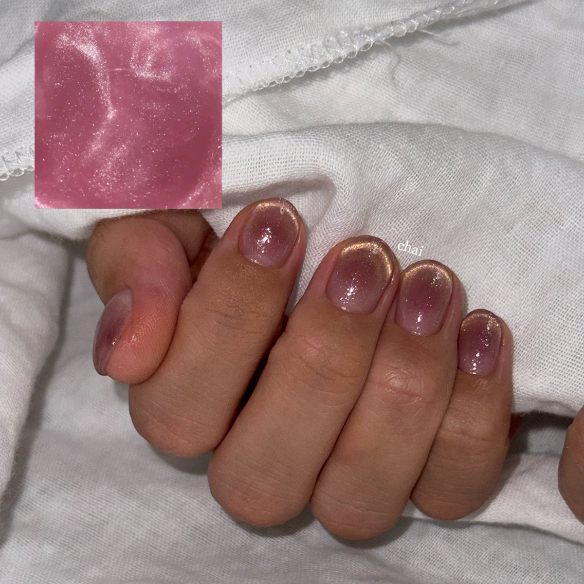 ネイル チークネイル フレンチネイル マグネットネイル マグネットフレンチ ショートネイル ハンドネイル chai nail + eye📍鶴橋のネイルデザイン