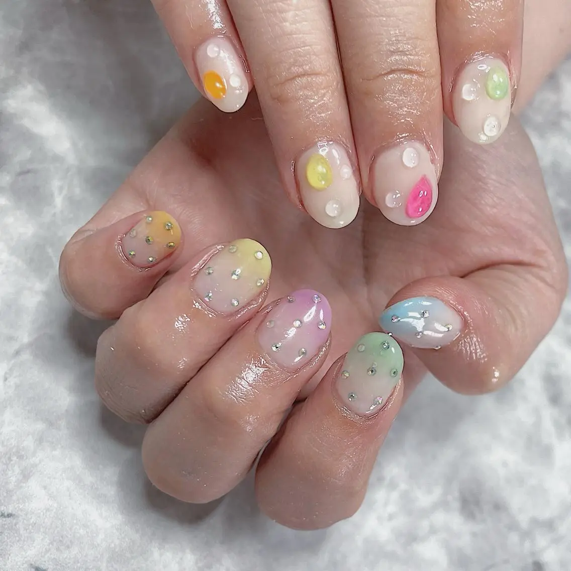 ネイル アートネイル 長さ出し ジェルネイル スカルプネイル 春ネイル ハンドネイル SYU'NAIL /YUKIのネイルデザイン