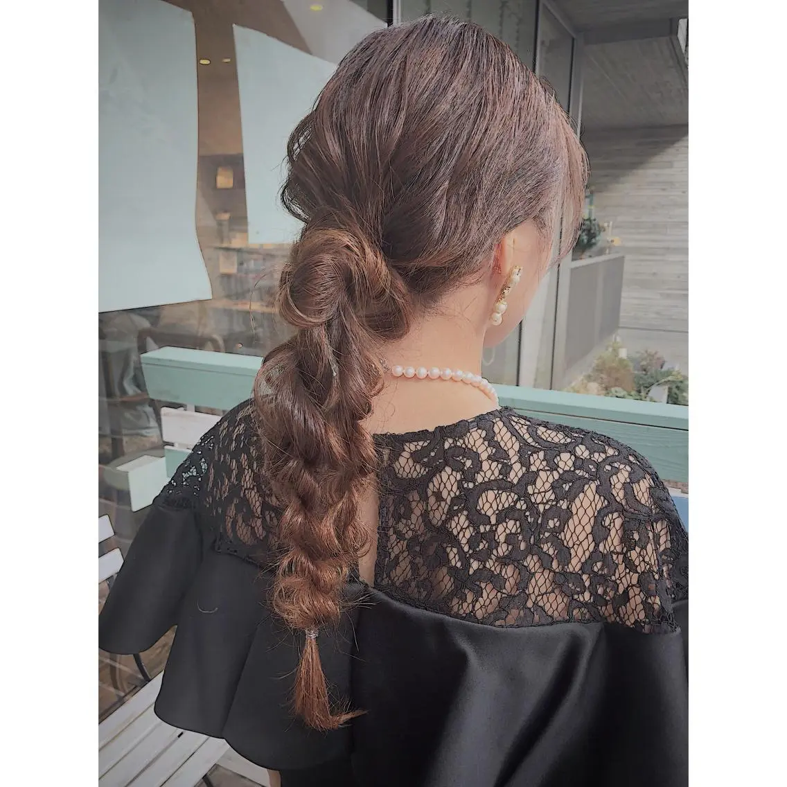 ロング カラー パーマ ヘアアレンジ 藤井 菜緒のヘアスタイル