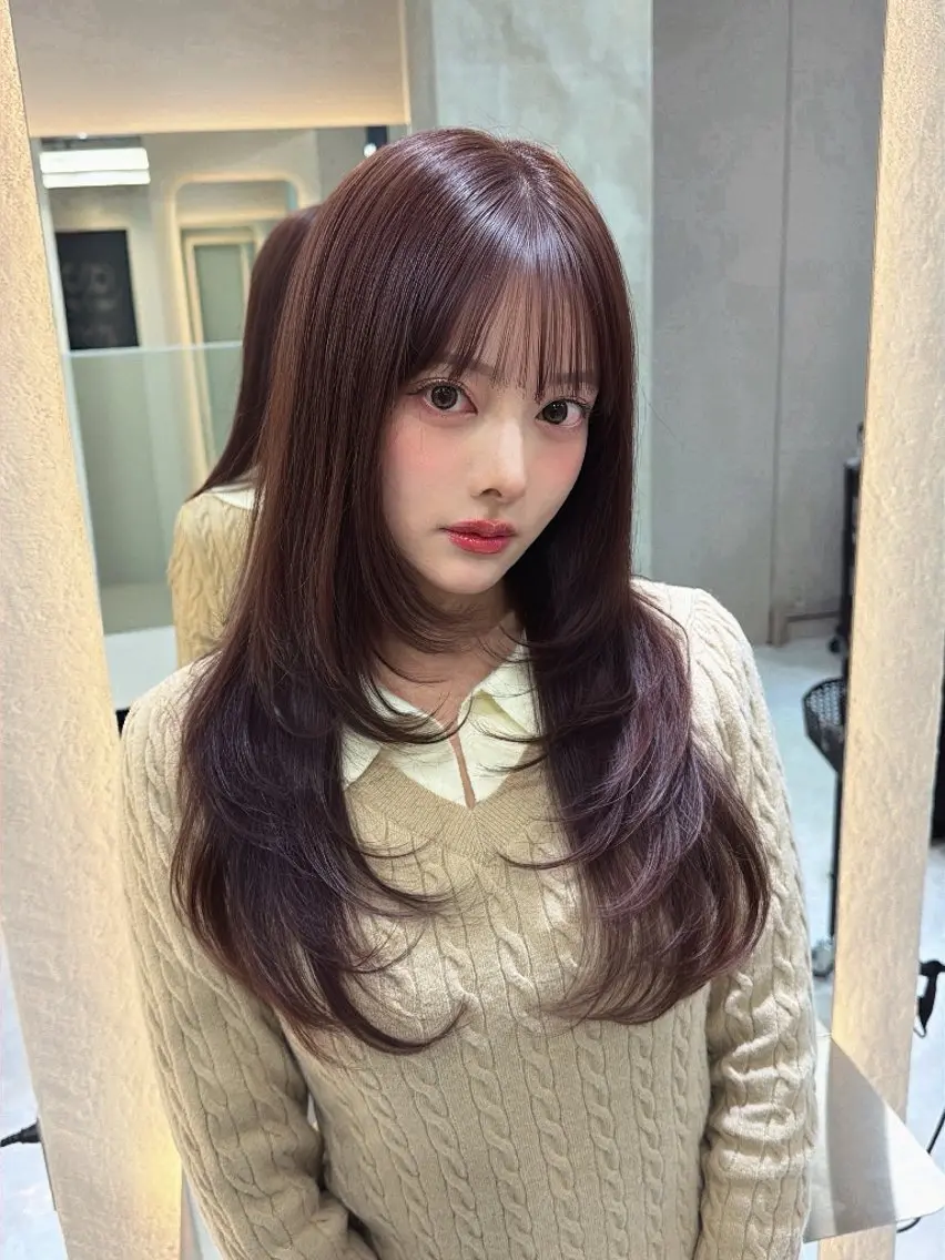 ロング カラー くびれヘア ハッシュカット 韓国風ヘア レイヤーカット カット ヘアカラー トリートメント ✨弱酸性縮毛矯正✨ ✨髪質改善✨hiroのヘアスタイル