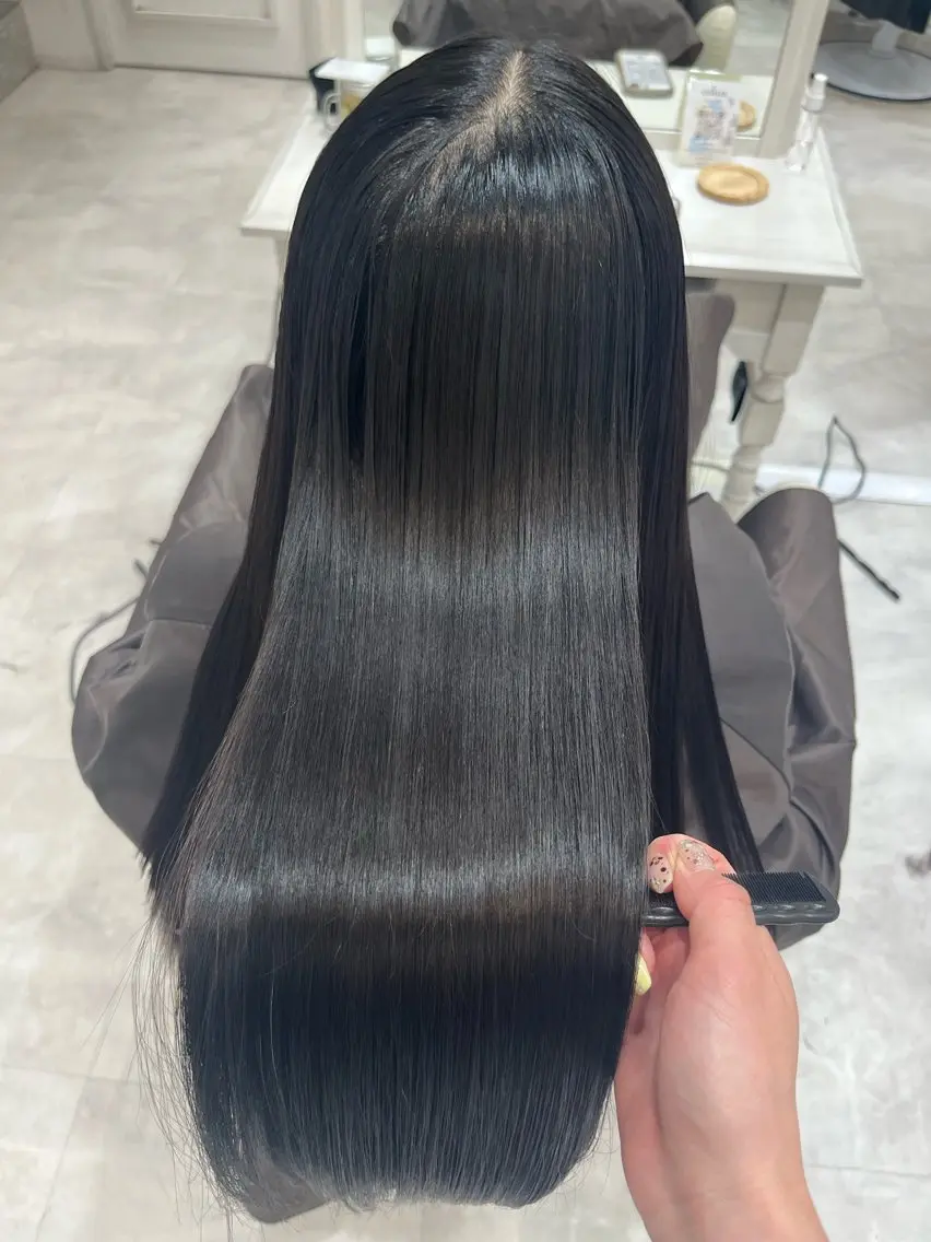 ロング カット 縮毛矯正 トリートメント Barrel天王寺 satokoのヘアスタイル