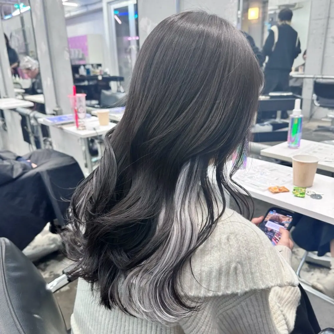 セミロング カラー ヘアアレンジ 🎀モテ暖色× エクステ🎀あかりのヘアスタイル
