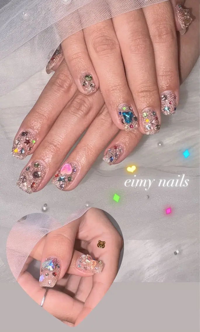 ネイル フラッシュネイル ハート キラキラネイル ラメ(グリッター) ワンカラーネイル ハンドネイル eimy nails♡のネイルデザイン