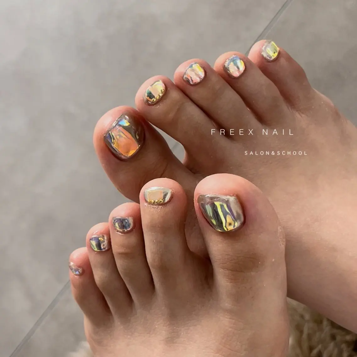 ネイル オーロラネイル フットネイル freex nail /ニュアンス/個性派のネイルデザイン