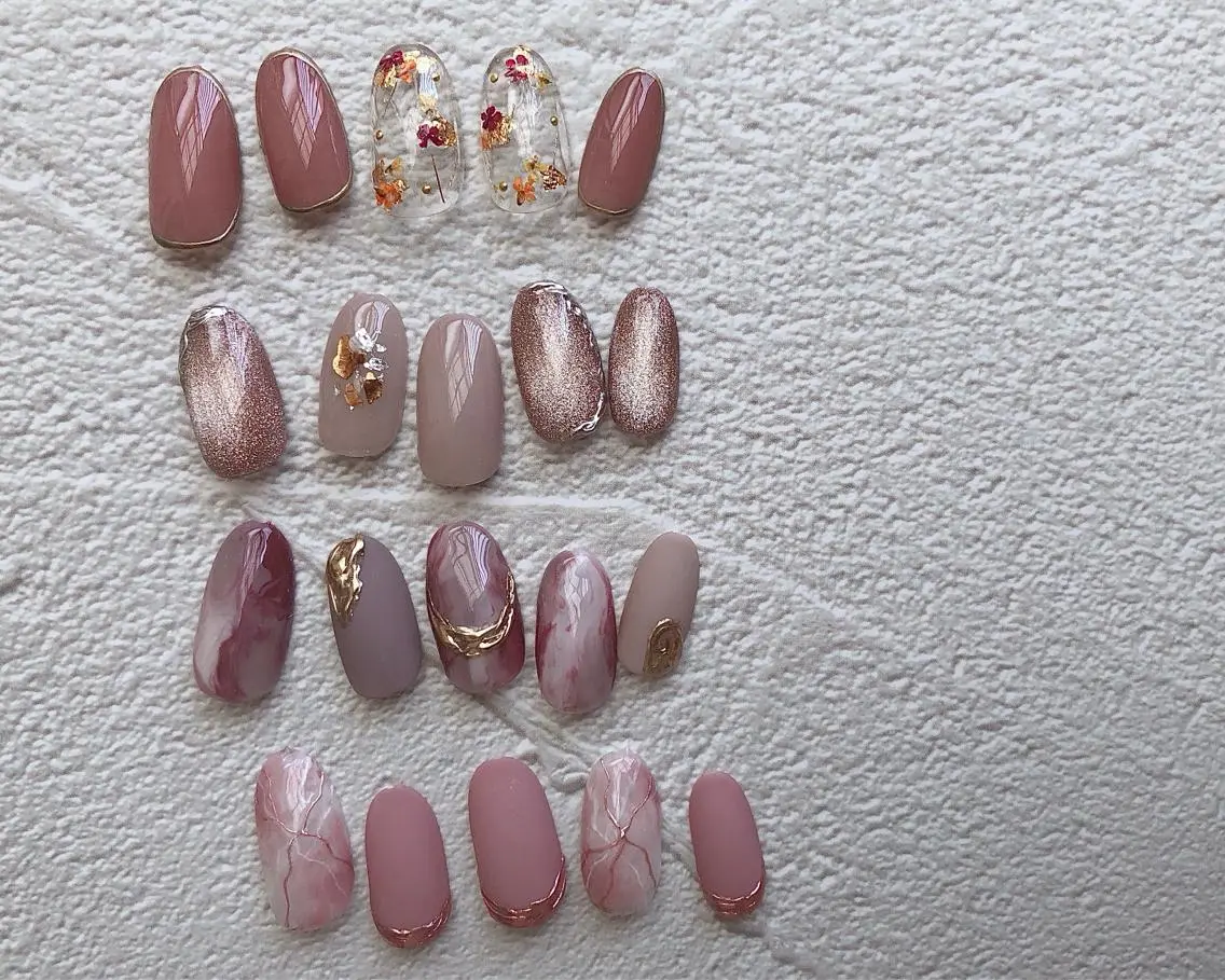 ネイル アートネイル ピンク パープル ハンドネイル saki_ nail heronのネイルデザイン