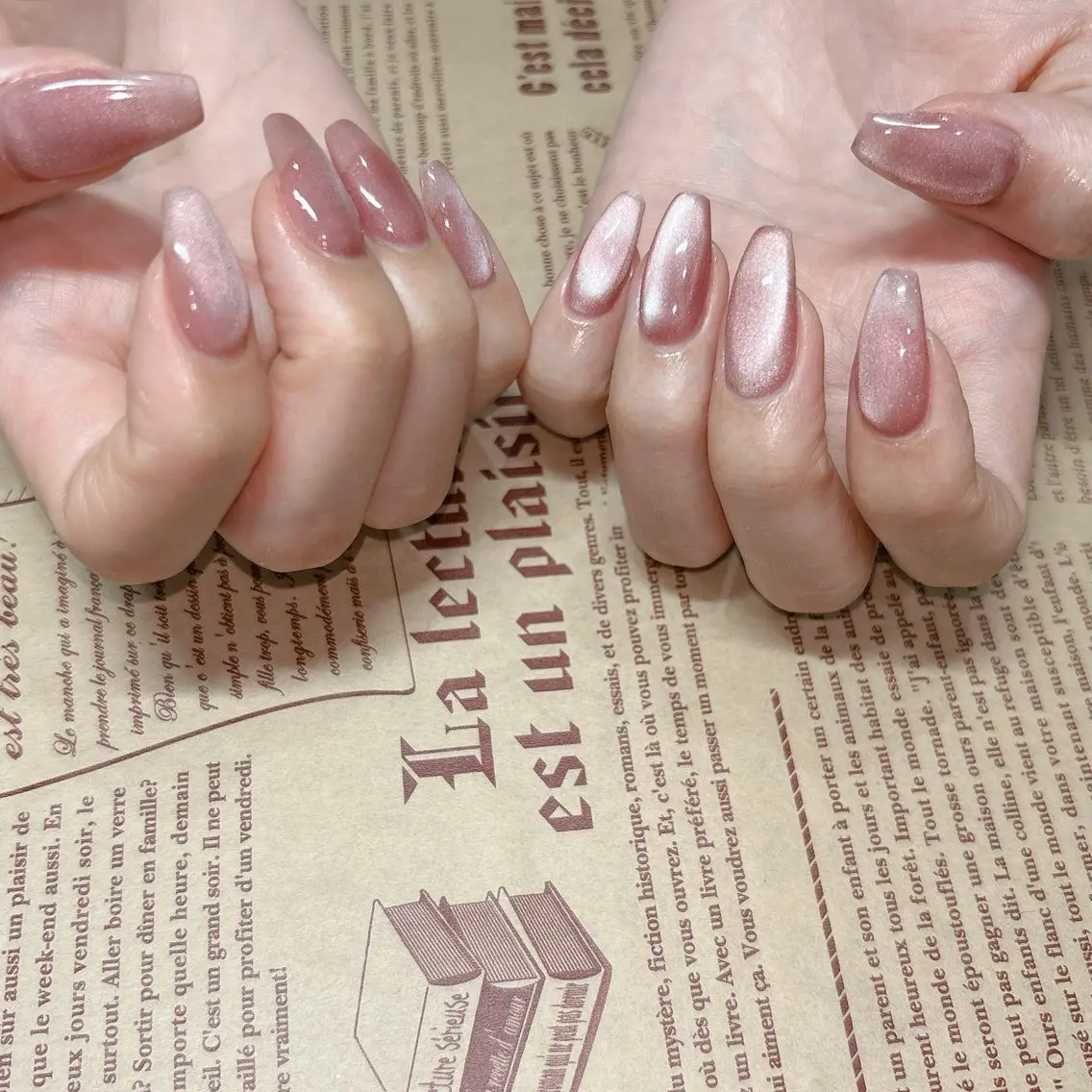 ネイル マグネットネイル マグネットワンカラー ワンカラーネイル ピンク ハンドネイル Colar Nailのネイルデザイン