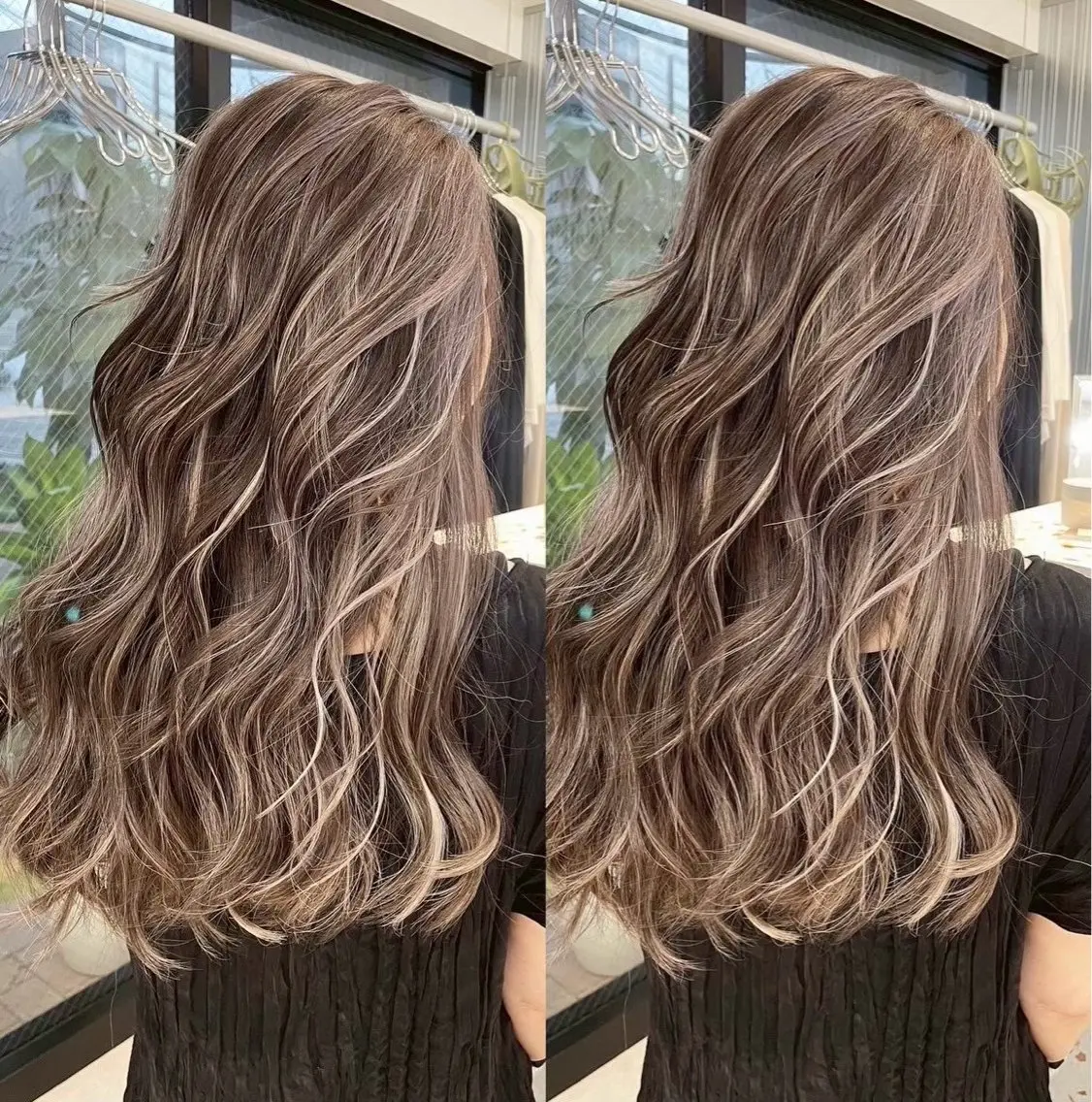 セミロング カラー バレイヤージュ ハイライトカラー 外国人風カラー ハイライト レイヤーカット ヘアカラー ✨レイヤーカット 海外ヘア/原宿✨のヘアスタイル