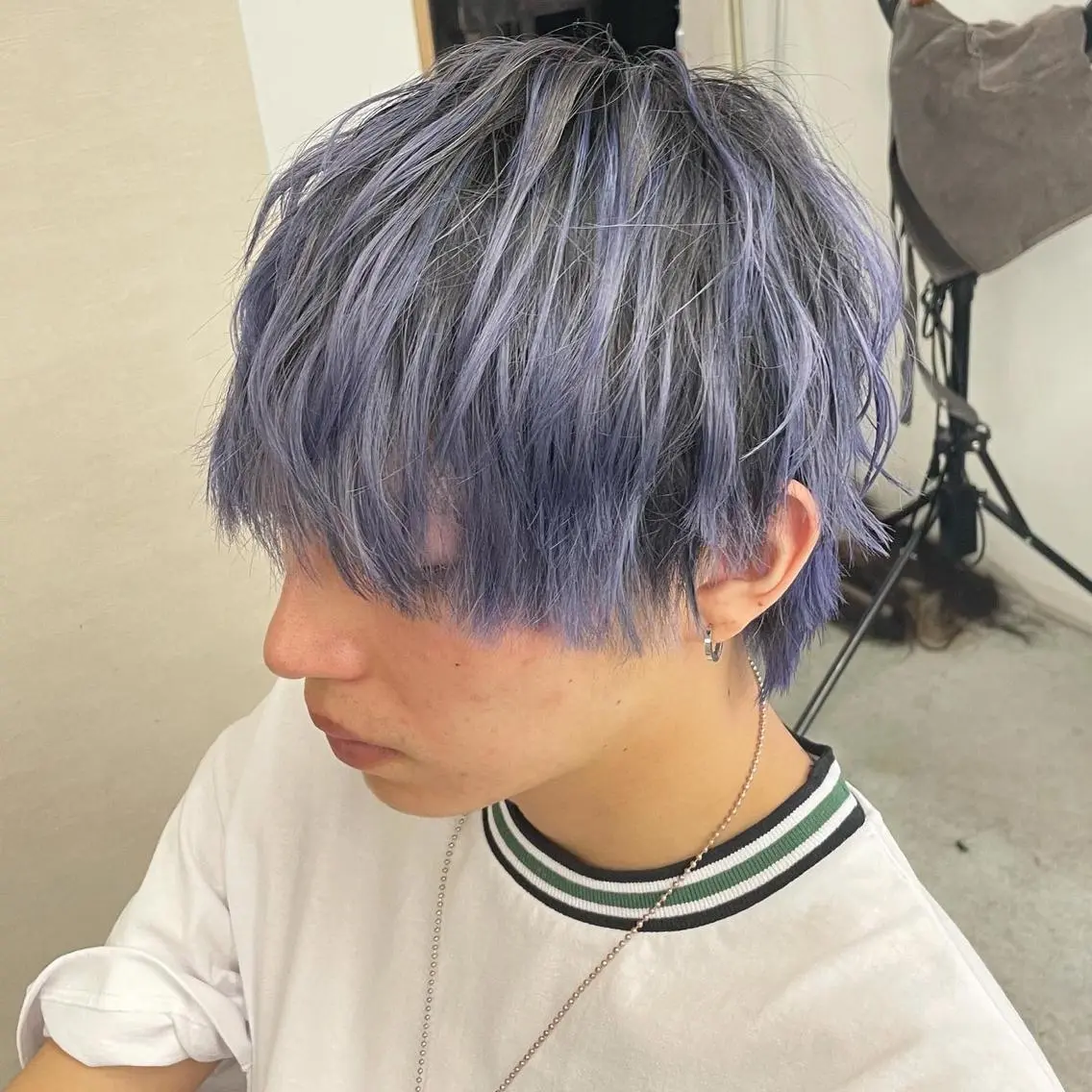 カラー メンズ Lull1人美容室 バレイヤージュのヘアスタイル