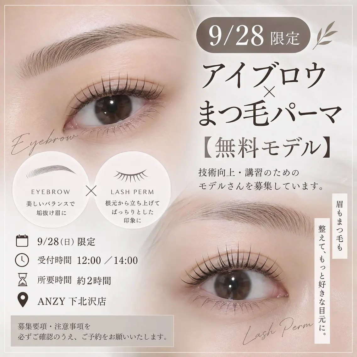 【無料モデル】 9/28限定🌿アイブロウ×まつ毛パーマの写真