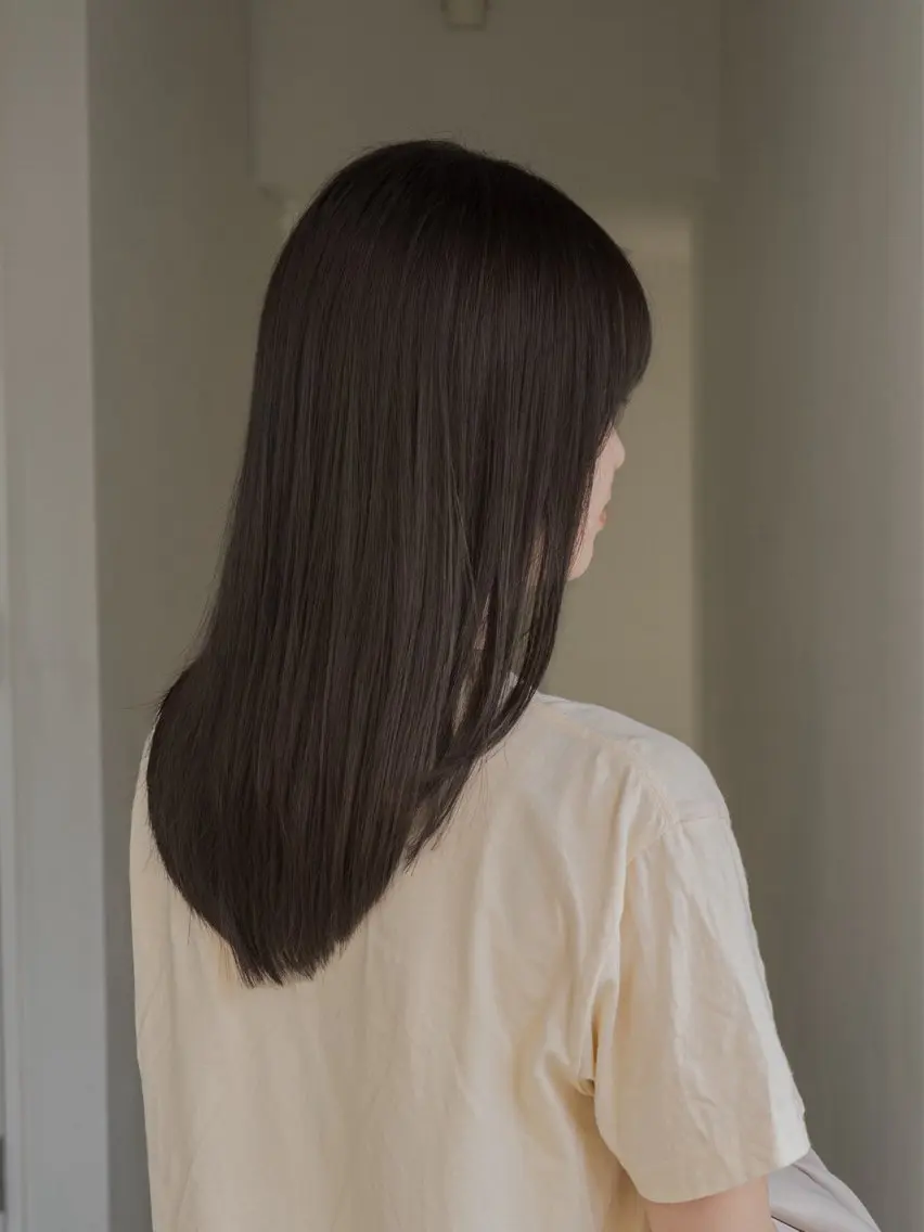 ミディアム カラー グレージュ レイヤーカット 酸性ストレート カット ヘアカラー 縮毛矯正 navile原宿 yumaのヘアスタイル