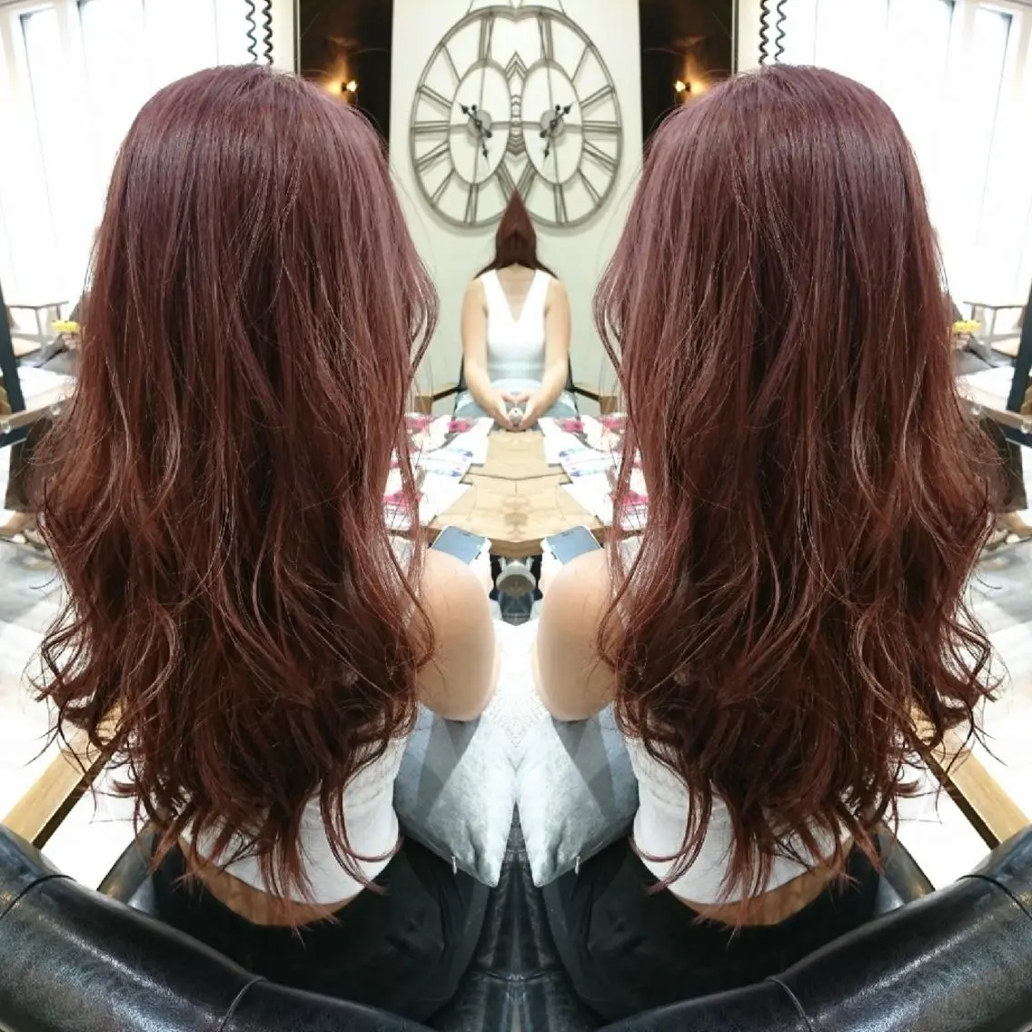 ロング カラー ヘアアレンジ ピンクカラー ヘアカラー トリートメント 艶カラー/インナー /グラデ/大西小百合のヘアスタイル