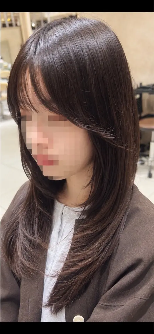 ロング レイヤーカット 縮毛矯正 レイヤー🍀ショート EARTH 斉藤明香のヘアスタイル
