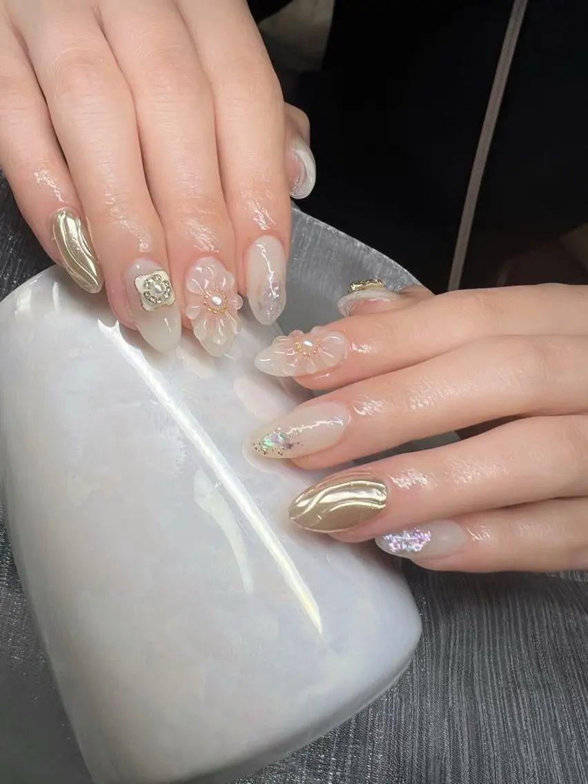 ネイル 長さ出し グラデーション キラキラネイル マグネットネイル ミラーネイル Lee Nails チップ長さだし専門店のネイルデザイン