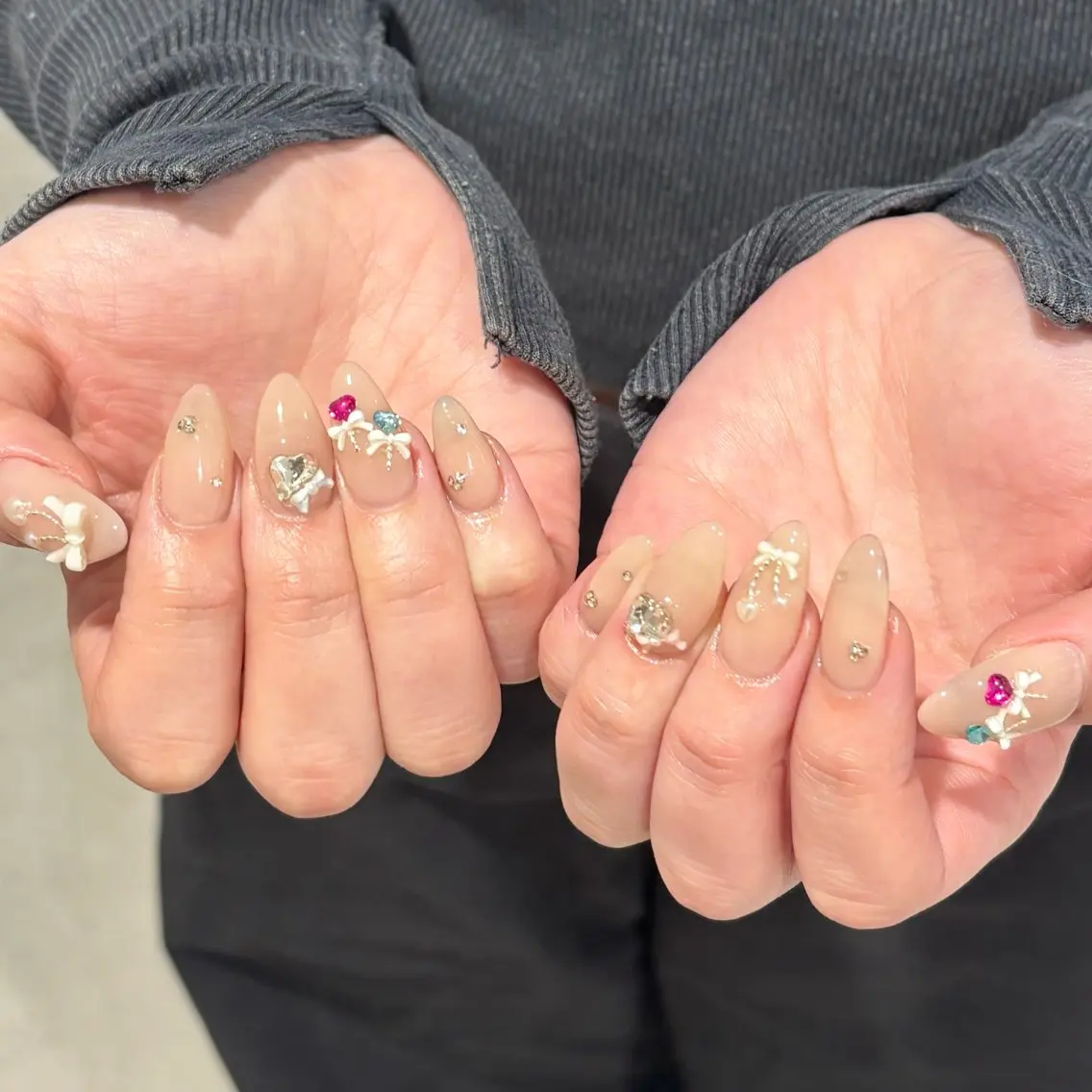 ネイル ハート 持ち込み リボン モデル様募集中♡ Kokomi🍮のネイルデザイン