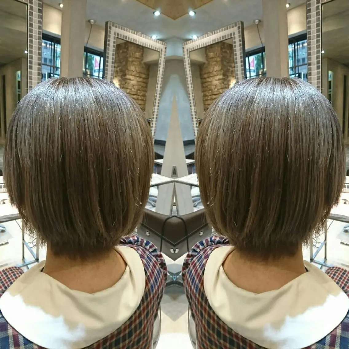 ショート カラー ブリーチ グレージュ センター南 SEIJIのヘアスタイル