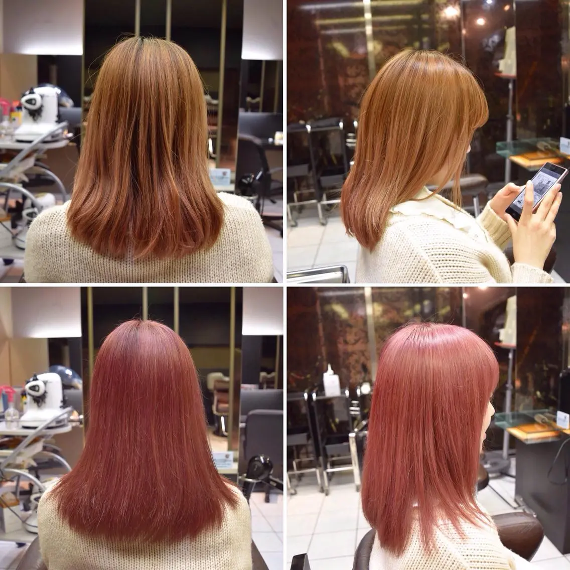 セミロング カラー ピンクカラー 中川 拓弥のヘアスタイル