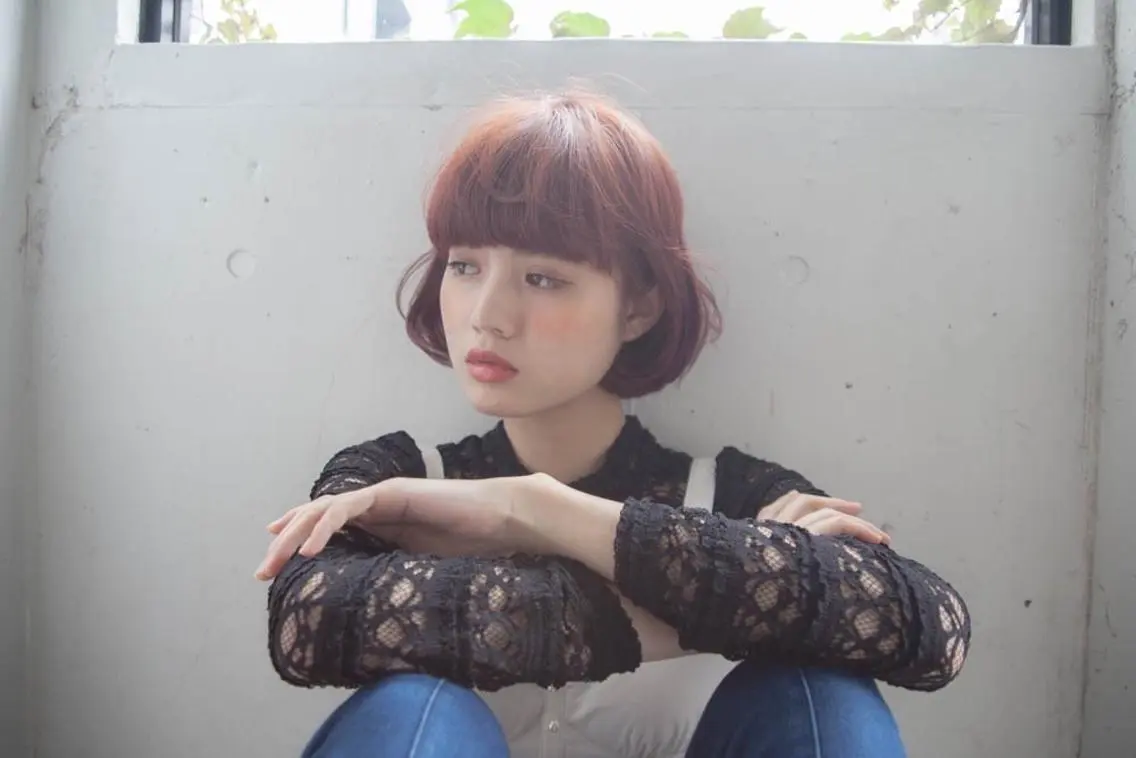 ショート カラー レッドカラー 代官山 ボブヘアーのヘアスタイル
