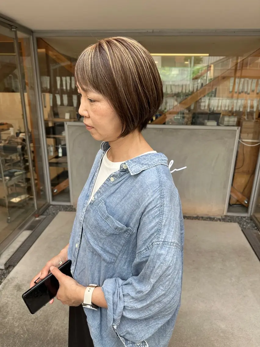 ショート 【茨木で白髪ぼかし】 テミルヘアー三好怜志のヘアスタイル