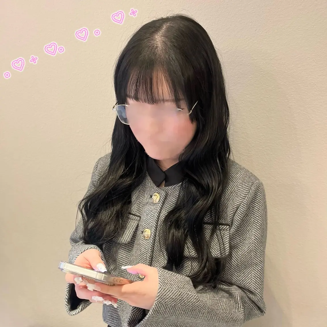 ロング カラー 黒髪 ブルーカラー ブルーブラック 透明感カラー カット 顔周り/ガーリー /ヘアメ/あつはのヘアスタイル