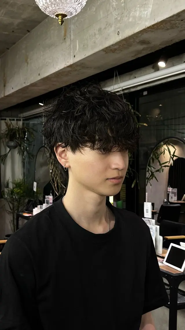 ショート パーマ メンズ メンズパーマ HARUKI🏔️/ メンズ/透けブラウンのヘアスタイル