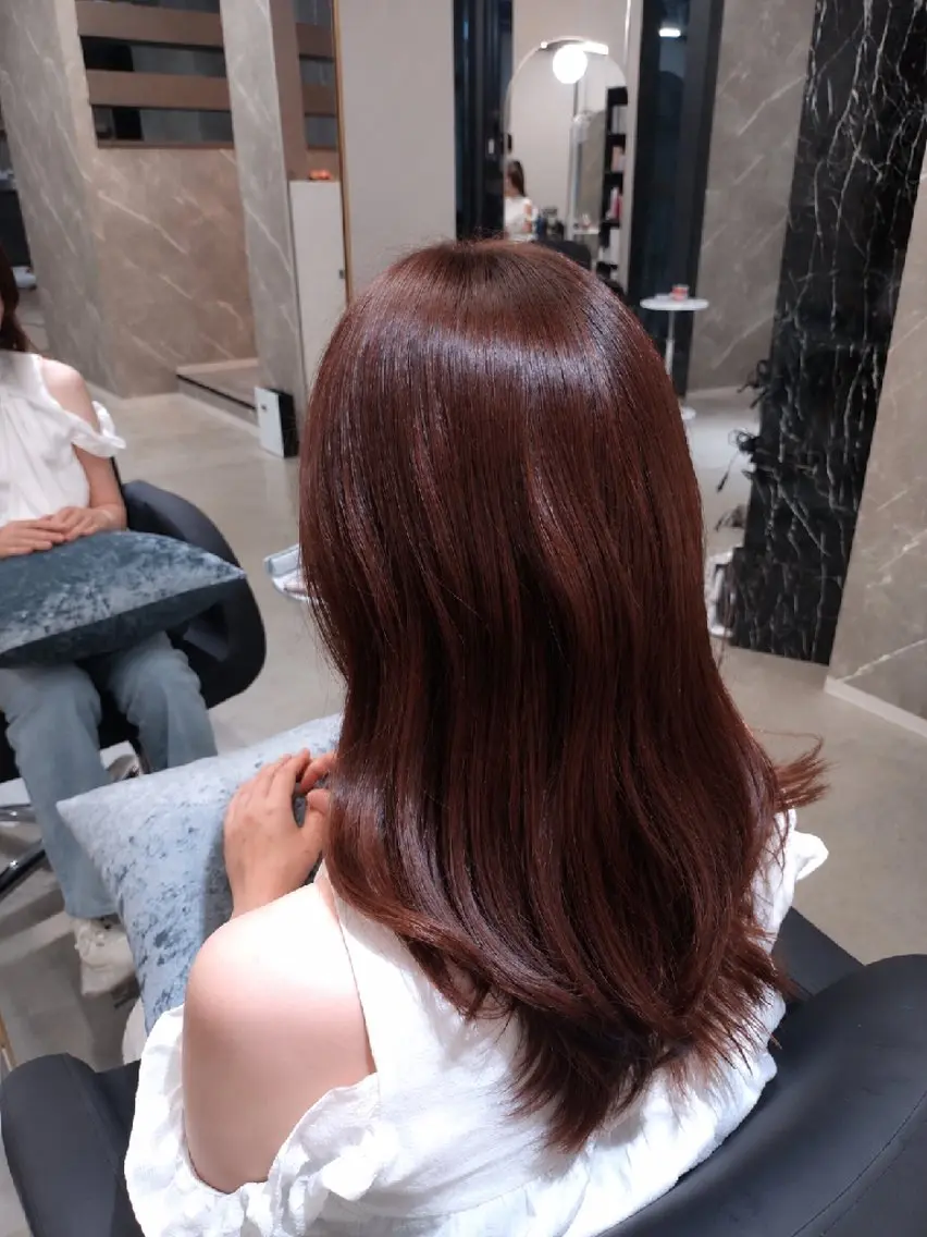 セミロング カラー ブラウンカラー ピンクカラー ピンクブラウン ヘアカラー 透明感&艶カラー 韓国ヘア/akaneのヘアスタイル