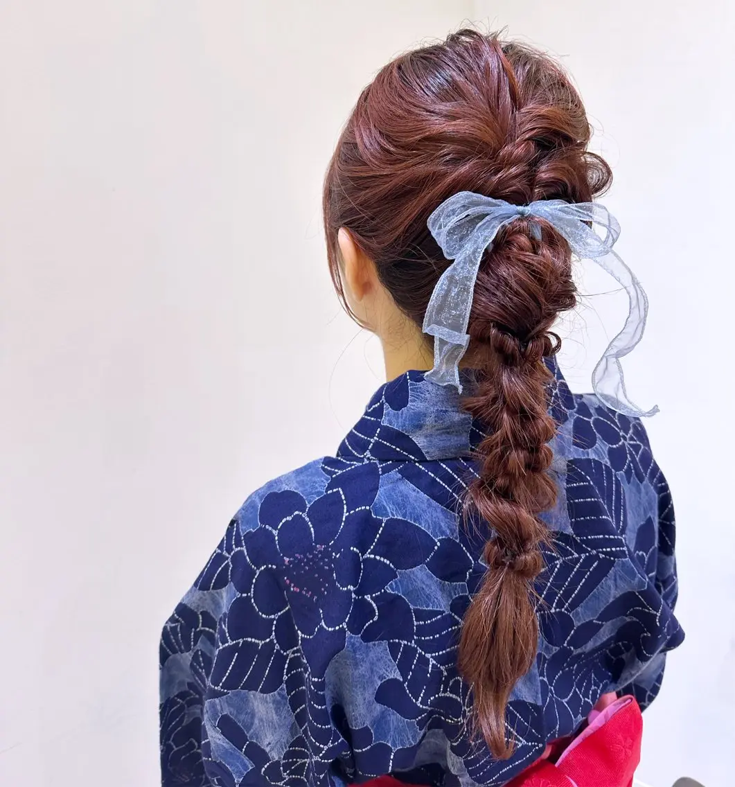 ロング 浴衣 中島 愛のヘアスタイル