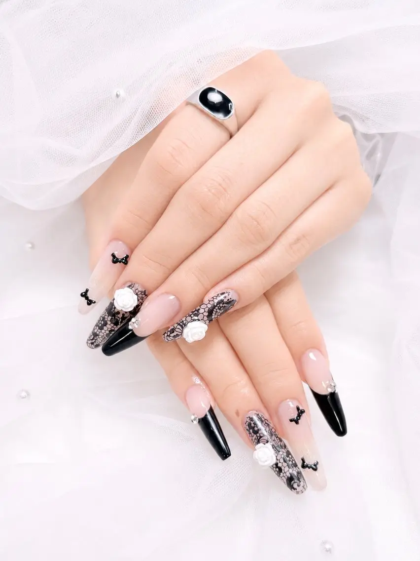 ネイル アートネイル レース ハンドネイル 💋LOTUS渋谷 mizuki💋のネイルデザイン