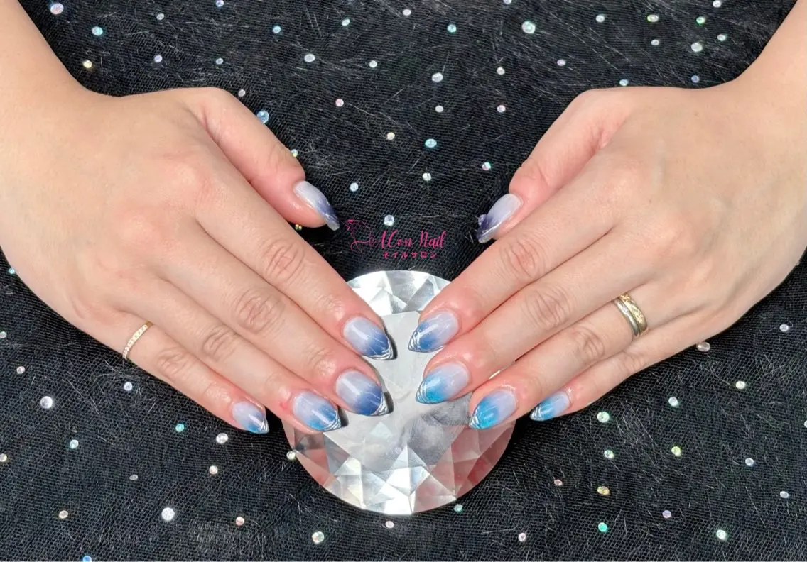 ネイル 桜ネイル 長さ出し フラワーネイル フレンチネイル ジェルネイル ハンドネイル ACon NailSalonのネイルデザイン